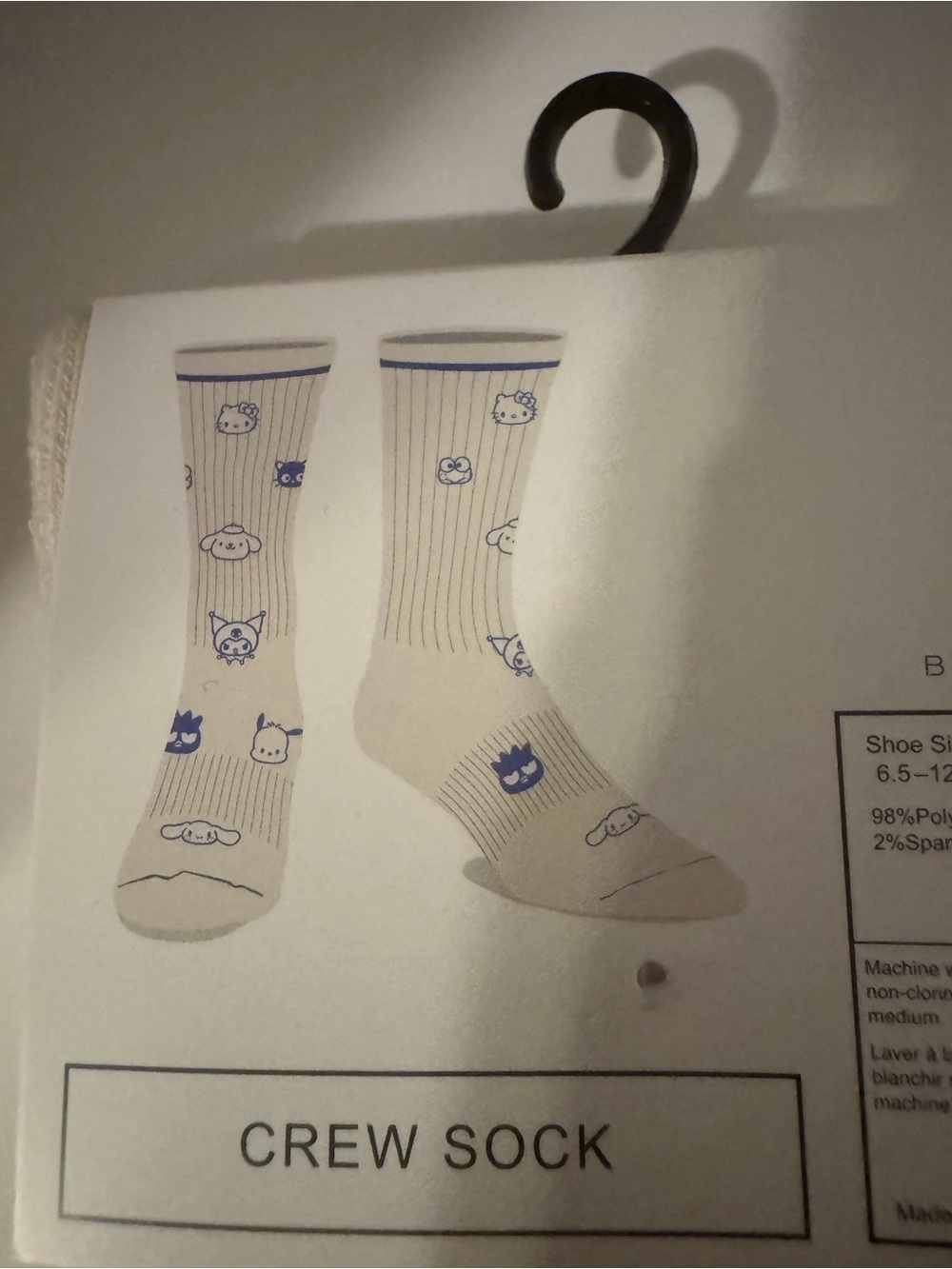 Hello Kitty Cream Crew Socks with Blue Accents